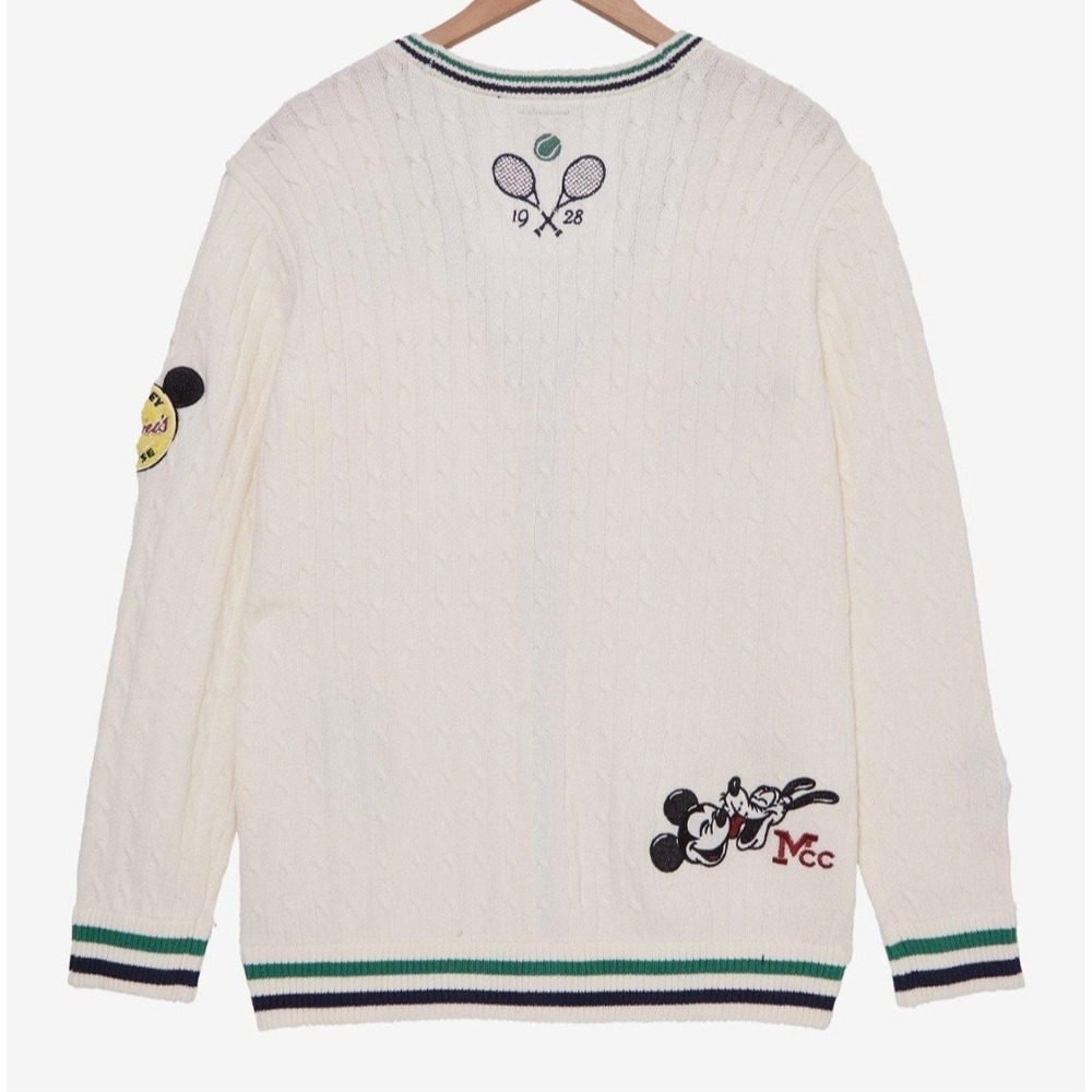 Disney Mickey Mouse and Friends Country Club Tennis Cable‎ Knit Cardigan XLARGE - Picture 2 of 5